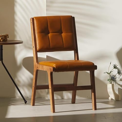 Kitchen Chairs Set of 124, Wooden Dining Chair, Rustic Upholstered Dining Seat, Side Chair for Dining Room, Kitchen, Restaurant(Orange+Brown,1PCS)