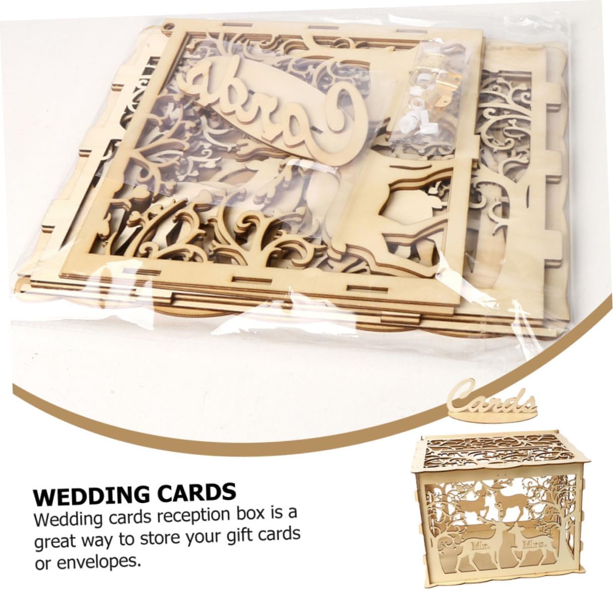 Wooden Wedding Cards Box Large DIY Rustic Wedding Name Card Holder Box for Reception