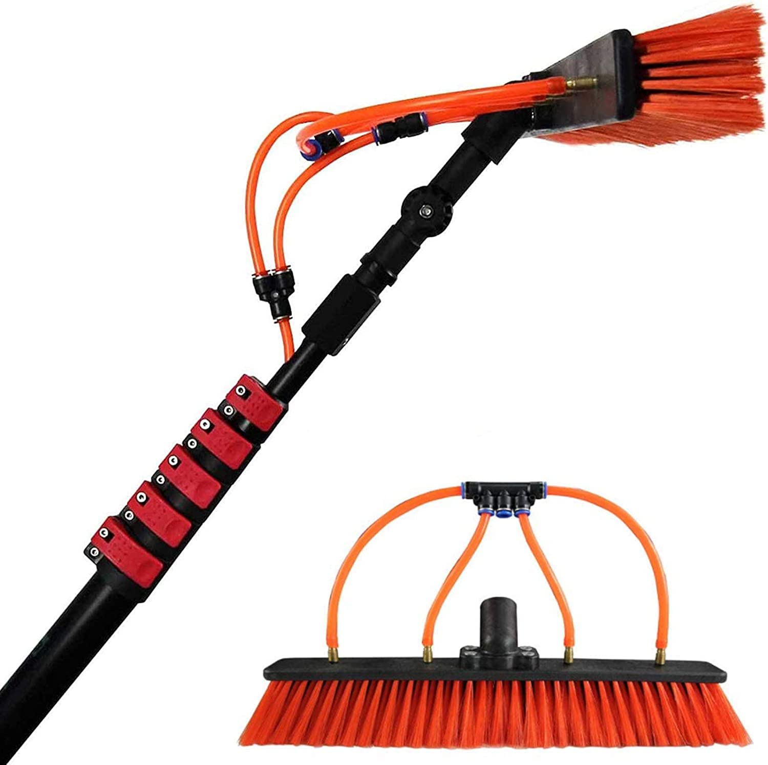 GTHTUHFD 24Ft Water Fed Telescopic Brush Kit For Window & Solar Panel Cleaning - 3.6-11M Extendable Pole For Efficient Window Cleaning & Photovoltaic Maintenance,20ft/6m