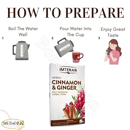 Miniatura 5 de Imtenan Bebida natural de hierbas Chai Canela y Jengibre Bolsas de Té Hierbas Hierbas Hierbas No OGM Sin Aditivos Sin Colorantes Artificiales Kosher
