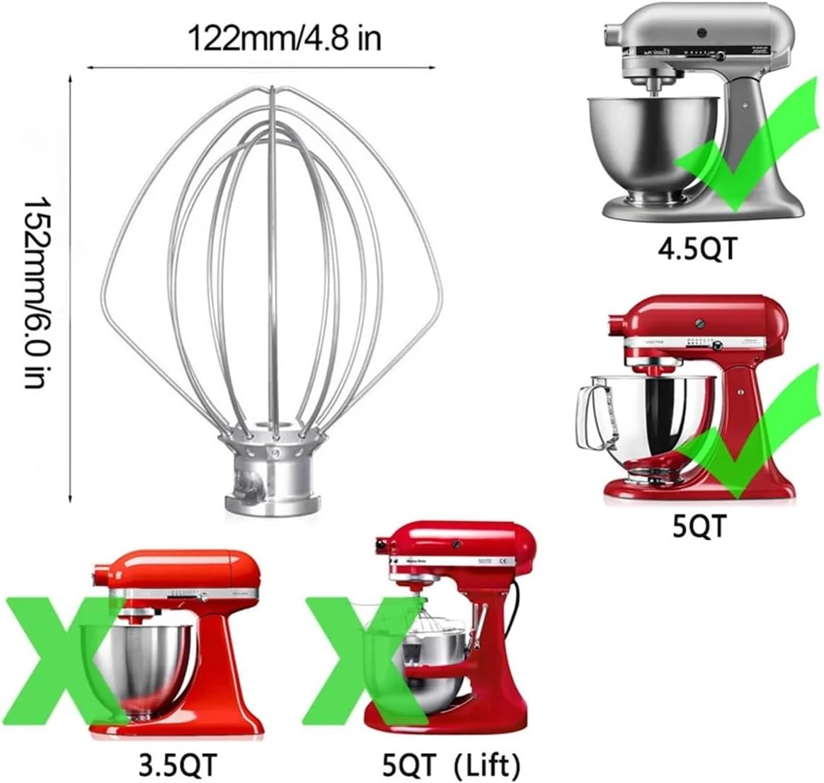 For Kitchen Aide Assecories 4.5-5 Qt Tilt-Head Stand Mixers,Compatible For Kitchenaid,Paddle Attachment For K45B / K5THCB / K5THBS