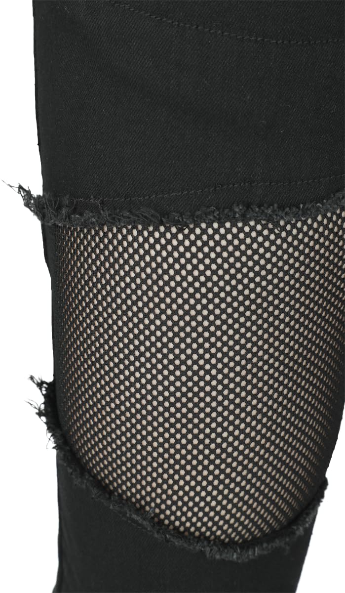 Black Premium by EMP Mujer Vaqueros Negros con Recortes de Rejilla