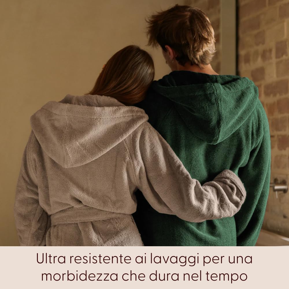 Dalfilo Accappatoio con Cappuccio, Accappatoio Uomo e Donna, in Spugna di Cotone, 470 gr/mq, per Sauna e SPA, Made in Italy, Soffice, Resistente ai Lavaggi, con Tasche Laterali e Cintura