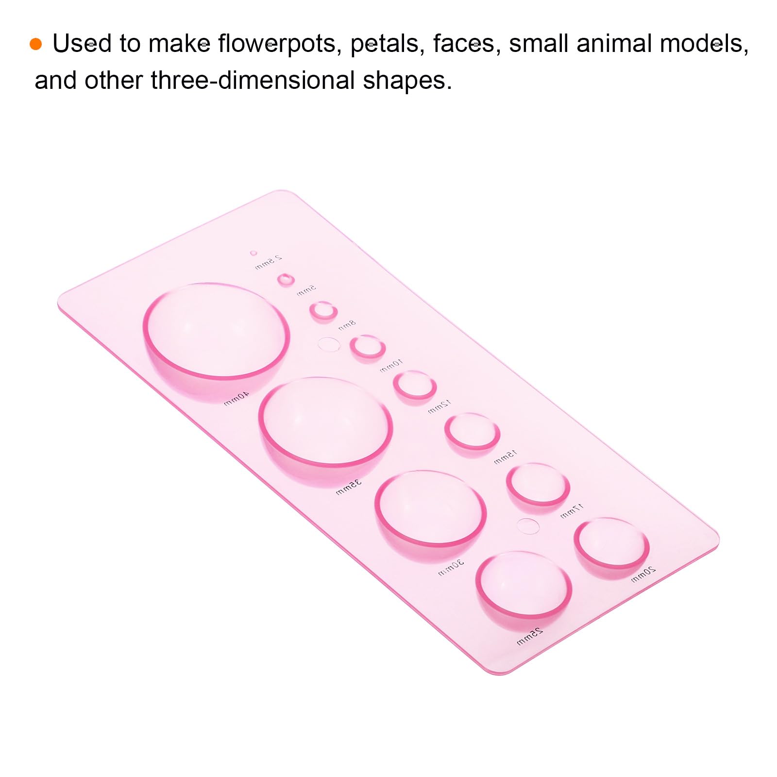 PATIKIL Quilling Mold 7x3 Inch, Half Ball Domes 2-Row Mold Crimper Tool for 3D Flower Pot Crafts, Pink, 175x85mm - Image 4