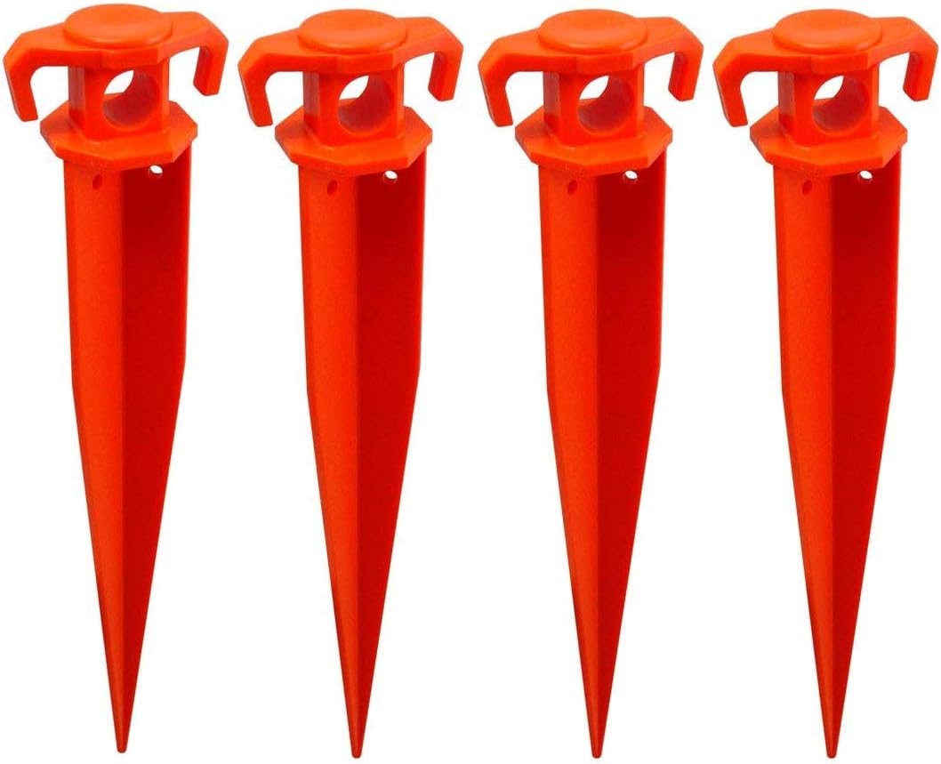 THE UM24 Pack of 4-11” Ground Stake Stick Strong Outdoor Camping Tent Or Garden Pegs– Orange (11 inches - 4PC)