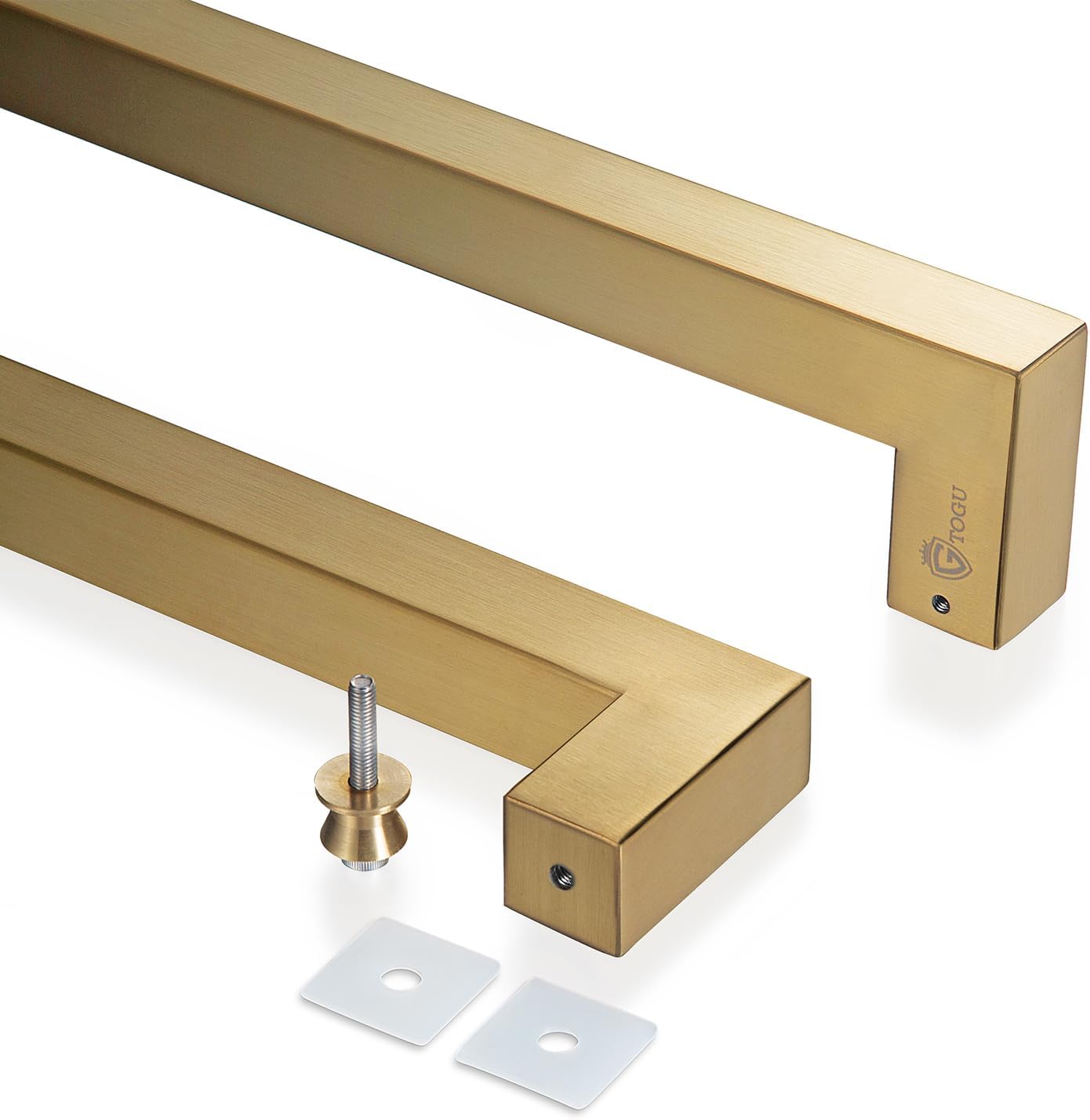 TOGU TG-R3030 Heavy Duty Commercial Grade 300mm/12 inches Square/Rectangle Shape Solid 1.2mm Thick Stainless Steel 304 Push Pull Door Handle, Satin Gold Finish