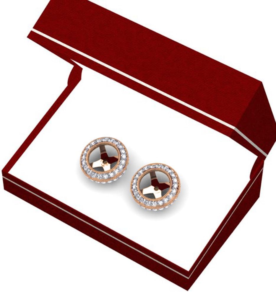Dazzlingrock Collection Round Cubic Zirconia Removable Jackets For Stud Earrings