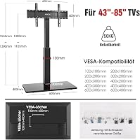 AOKCOS TV állvány 43-75 colos tévéhez, dönthető, forgó, magasságállítható, 1,6 m 6