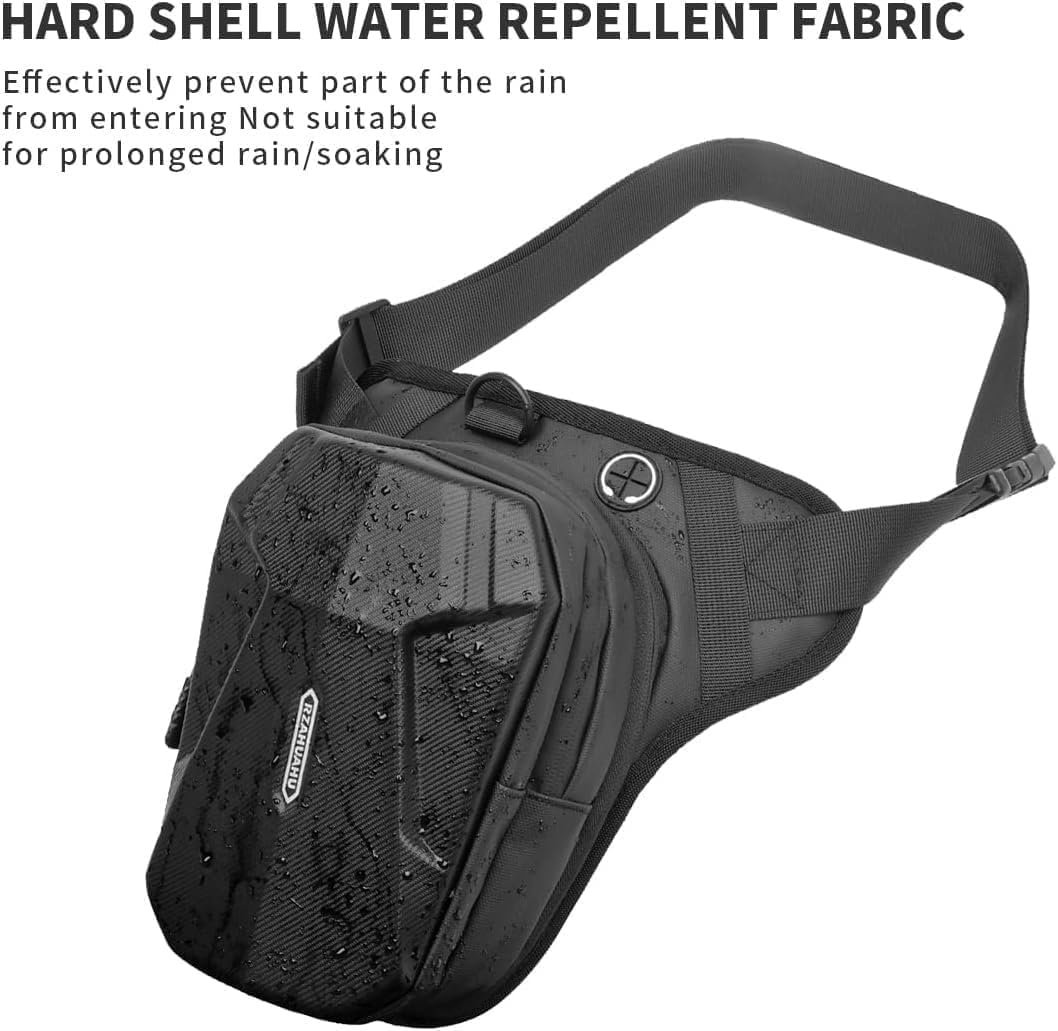 VERENIX Drop Leg Bag Motorcycle Waist Pack Pouch Waterproof Riding Cycling Thigh Tactical Bag with Hard Shell for Men, Motorcycle Side Pouch Phone Storage Hip Fanny Pack Bags (Style B), Black