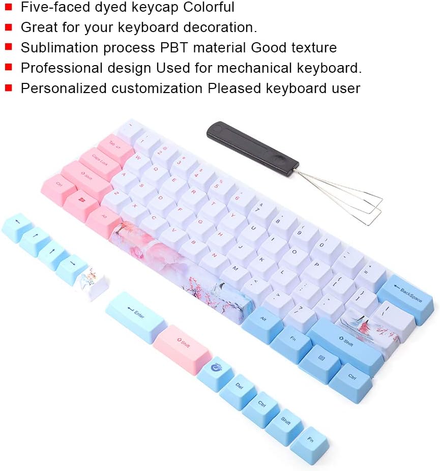 Bewinner1 73PCs Sublimation Keycaps, Five-Faced Dyed Anime Keycaps, Professional Mechanical Keyboard Accessory Universal for Mechanical Keyboard
