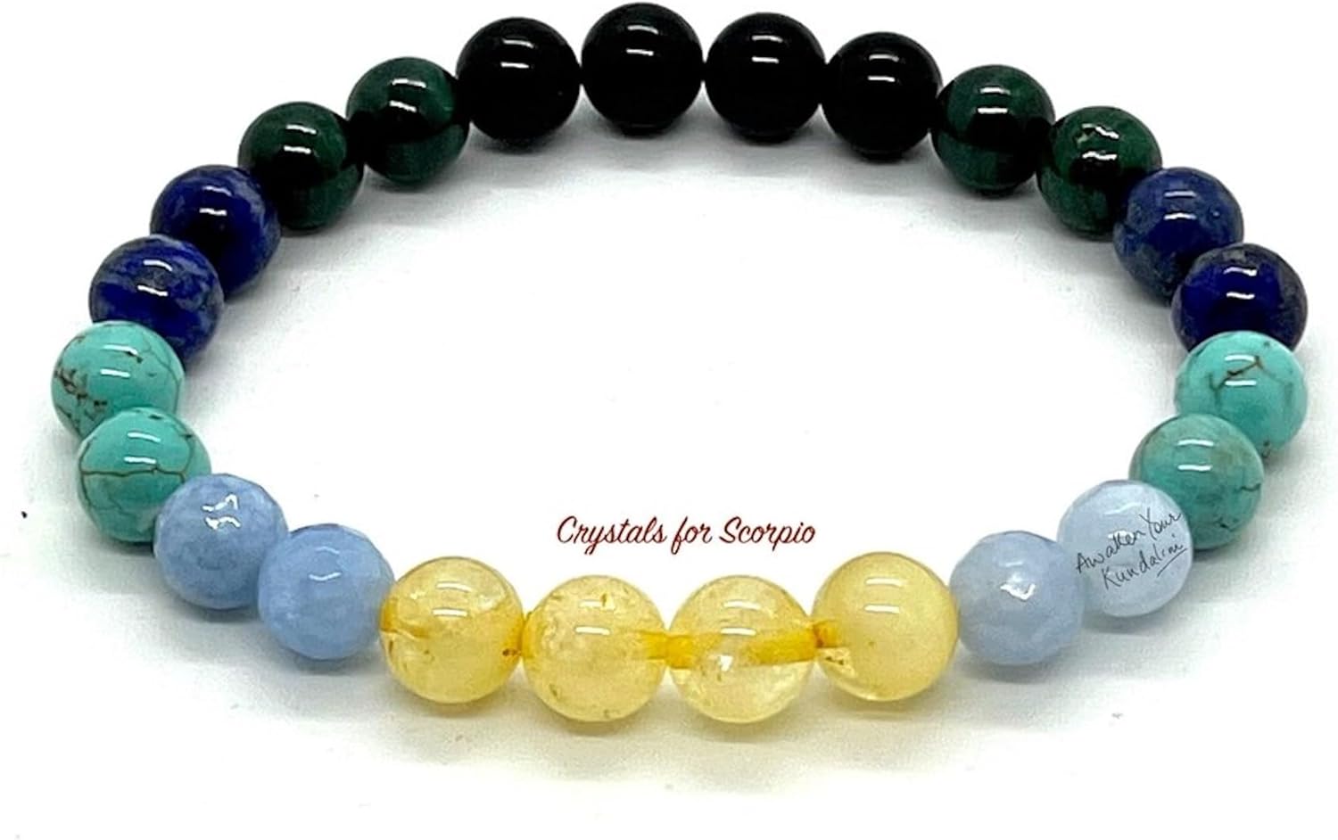 Scorpio Birthstone Bracelet – 8mm Multi-Chakra Stretch Beads