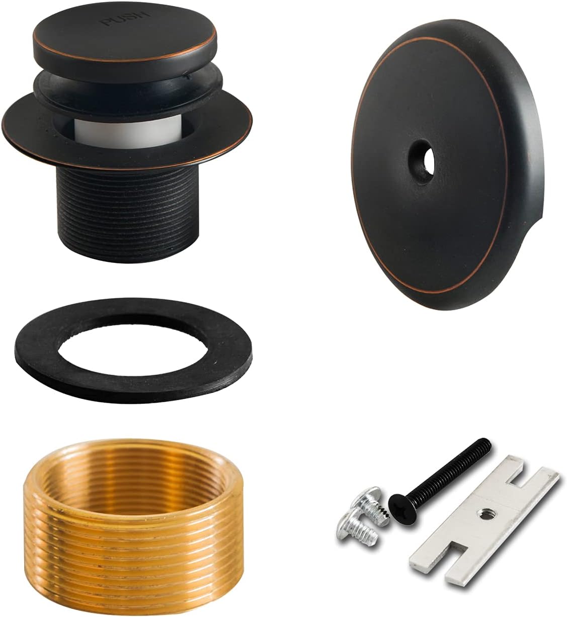 SENTO Bronze Tip-Toe Bathtub Drain Trim Set Assembly Stopper Kit, Fit Both 1-1/2 Inch or 1-5/8 Inch Strainer and Stopper, Heavy Duty Metal with Matching Screws, Easy Installation, Oil-Rubbed Bronze