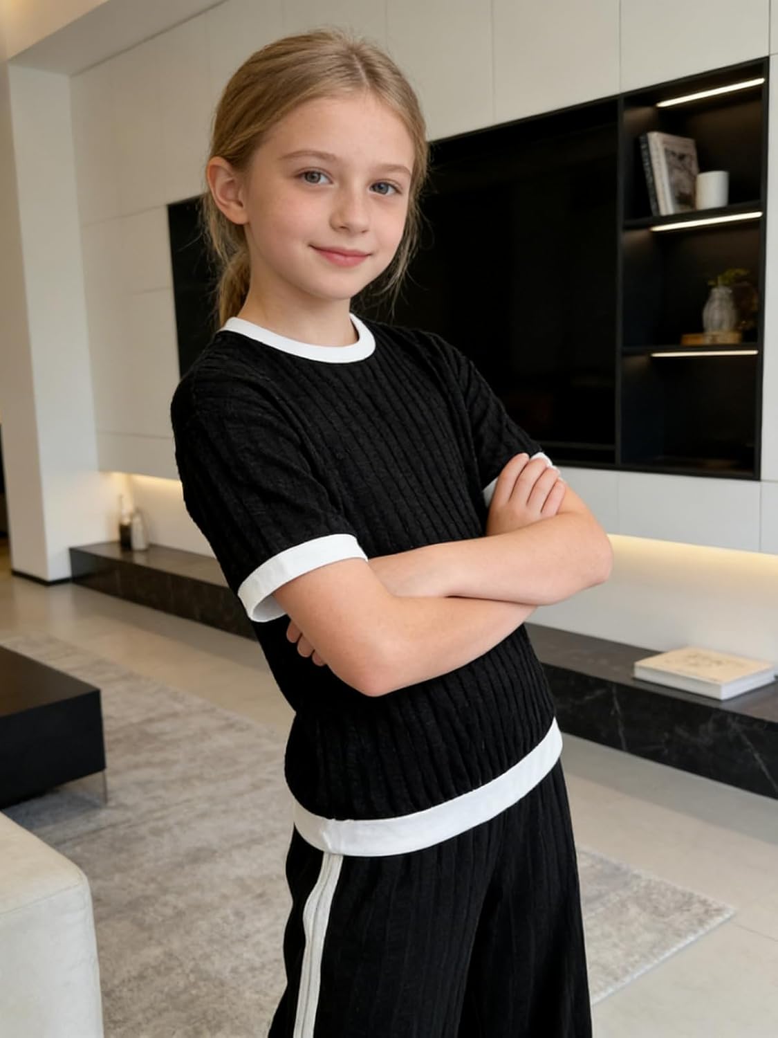 Size 7-14 Girls Clothes 2 Piece Sets Short Sleeve Letter Print Top T-Shirts Camo Cargo Pants Fall Outfits - Image 7