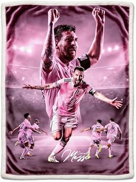 BILVAZOG Lionel Messi Blanket For Kids Fans-Soccer Blankets for All Seasons Throw Bedding Sofa and Travel Reserve Air Conditioning-Ultra-Soft Anti-Pilling Blanket Warm Lightweight 150cm x 125cm