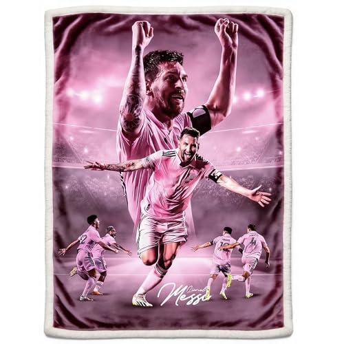 BILVAZOG Lionel Messi Blanket For Kids Fans-Soccer Blankets for All Seasons Throw Bedding Sofa and Travel Reserve Air Conditioning-Ultra-Soft Anti-Pilling Blanket Warm Lightweight 150cm x 125cm
