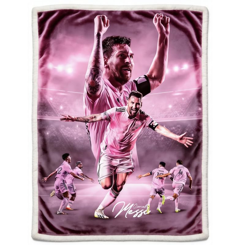 BILVAZOG Lionel Messi Blanket For Kids Fans-Soccer Blankets for All Seasons Throw Bedding Sofa and Travel Reserve Air Conditioning-Ultra-Soft Anti-Pilling Blanket Warm Lightweight 125cm x 100cm