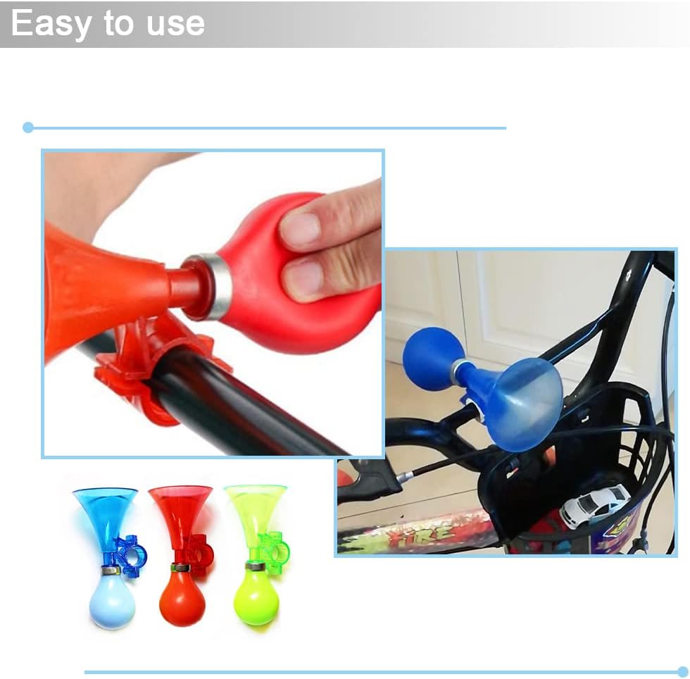 3 Pack Kids Bike Horn, Manual Squeeze Bicycle Horn Snail Siren
