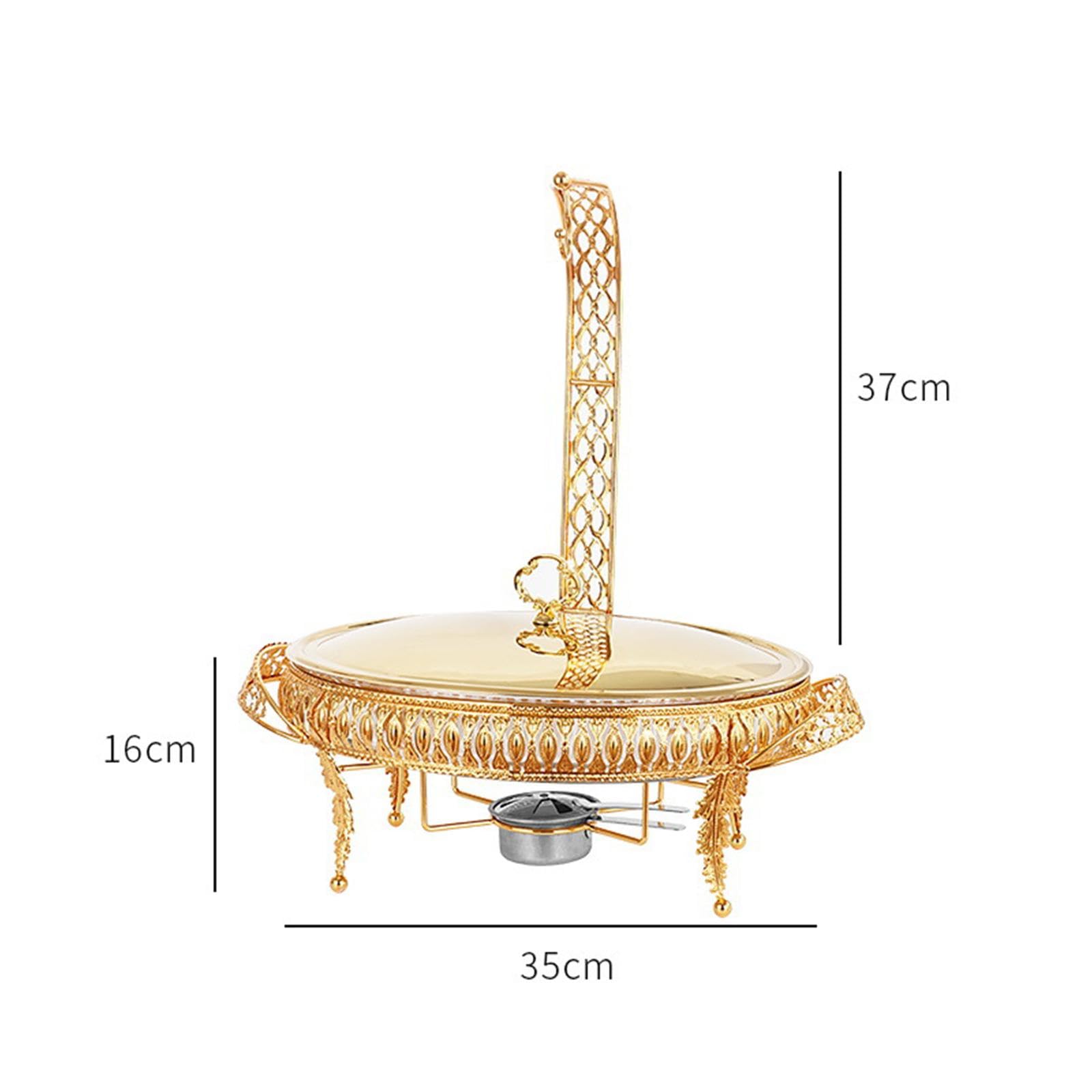 Bandeja Calentadora de Buffet Juego de Utensilios para Fondue Set de Chafing Dish Fuente Calienta Comida con Vidrio Y Acero Inoxidable Fácil de Limpia, 3L