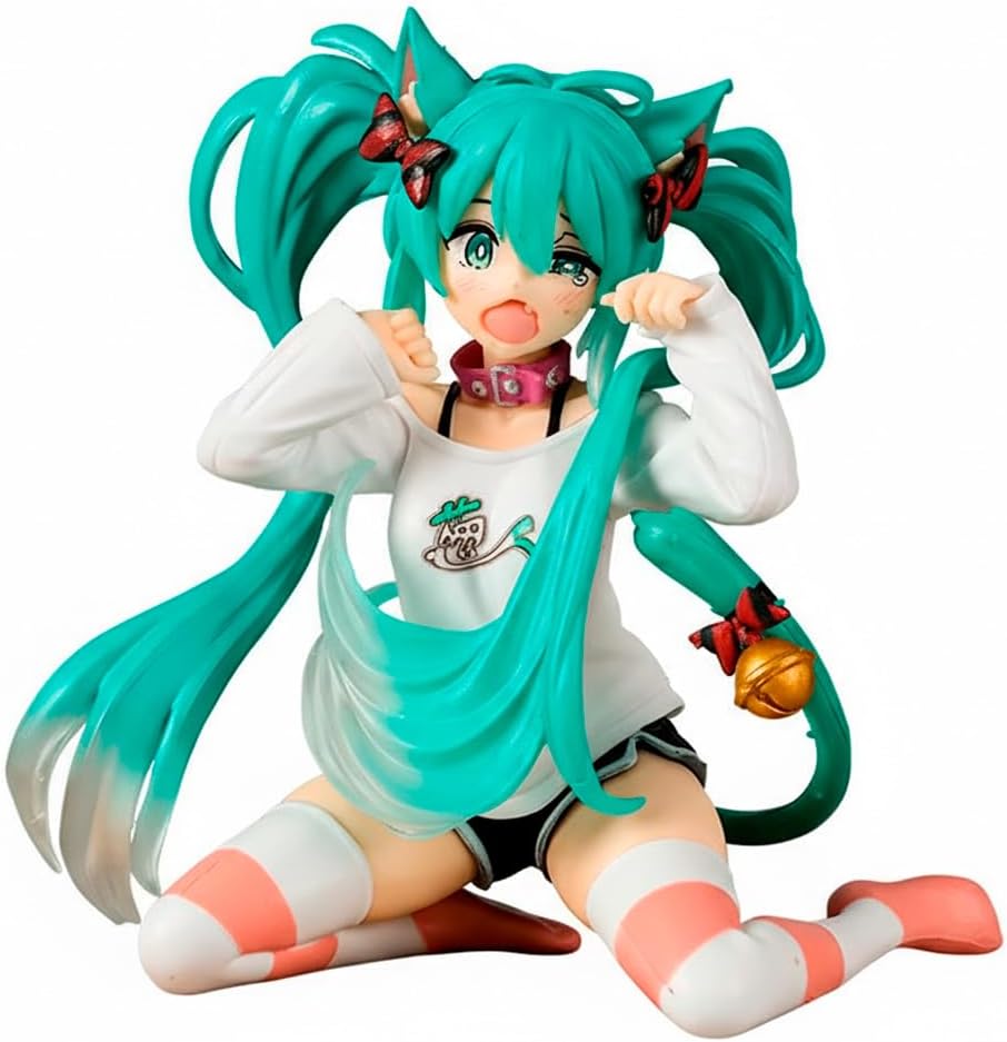 Hatsune Anime Neko Sleepover Version Action Figure Anime Decor Statue Toy Figurine 5" in