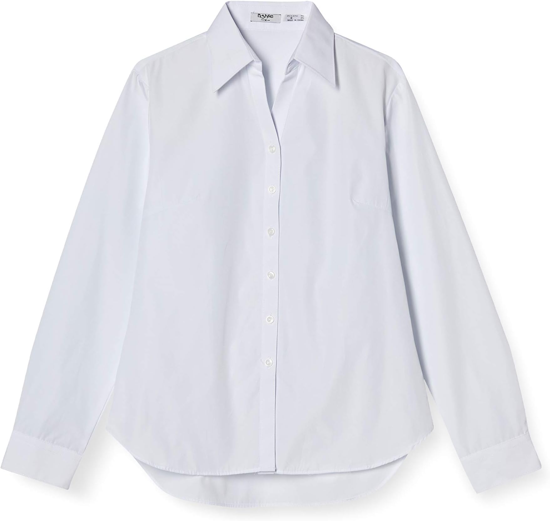 Women's Blouse, Non-transparent Thanks to Improved Fabric Density, Open Collar, Long-sleeved Collared Shirt