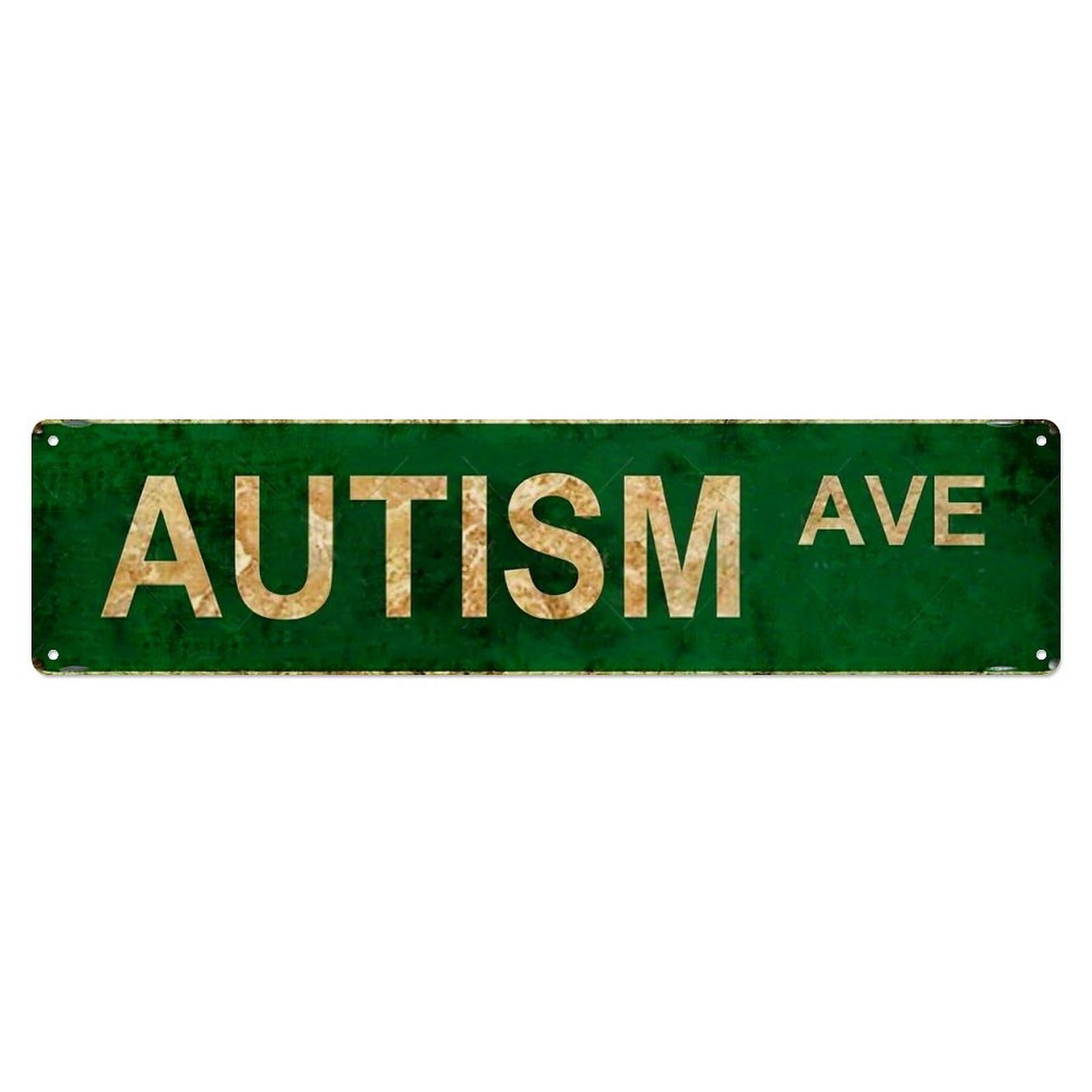 Autism Ave Street Sign Pattern Metal Tin Sign Plaque