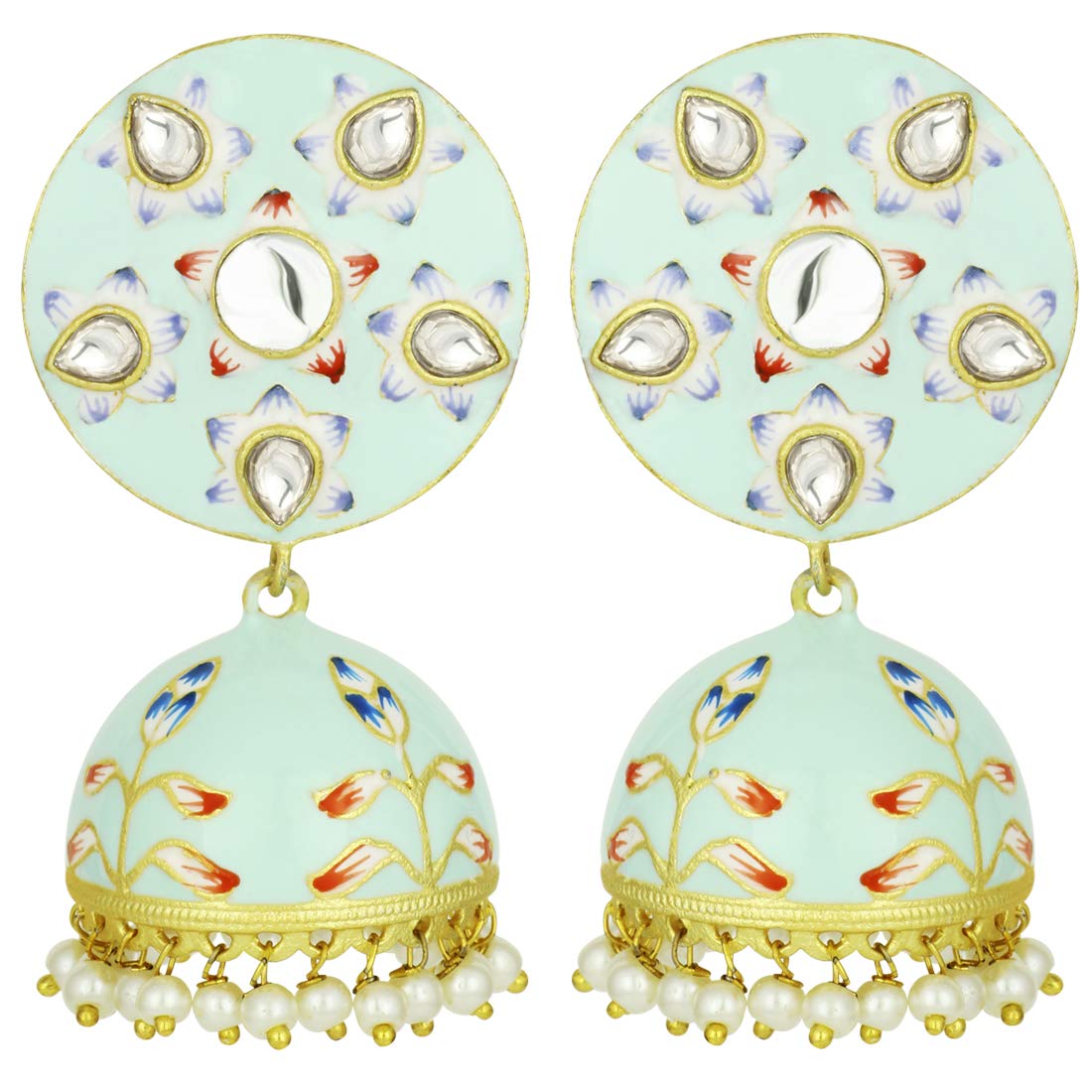 Peora Traditional Fashion Jewellery Gold Plated Enamel Floral Jhumki Earrings for Women Girls (B07TBNRNSL) Amazon Price History, Amazon Price Tracker