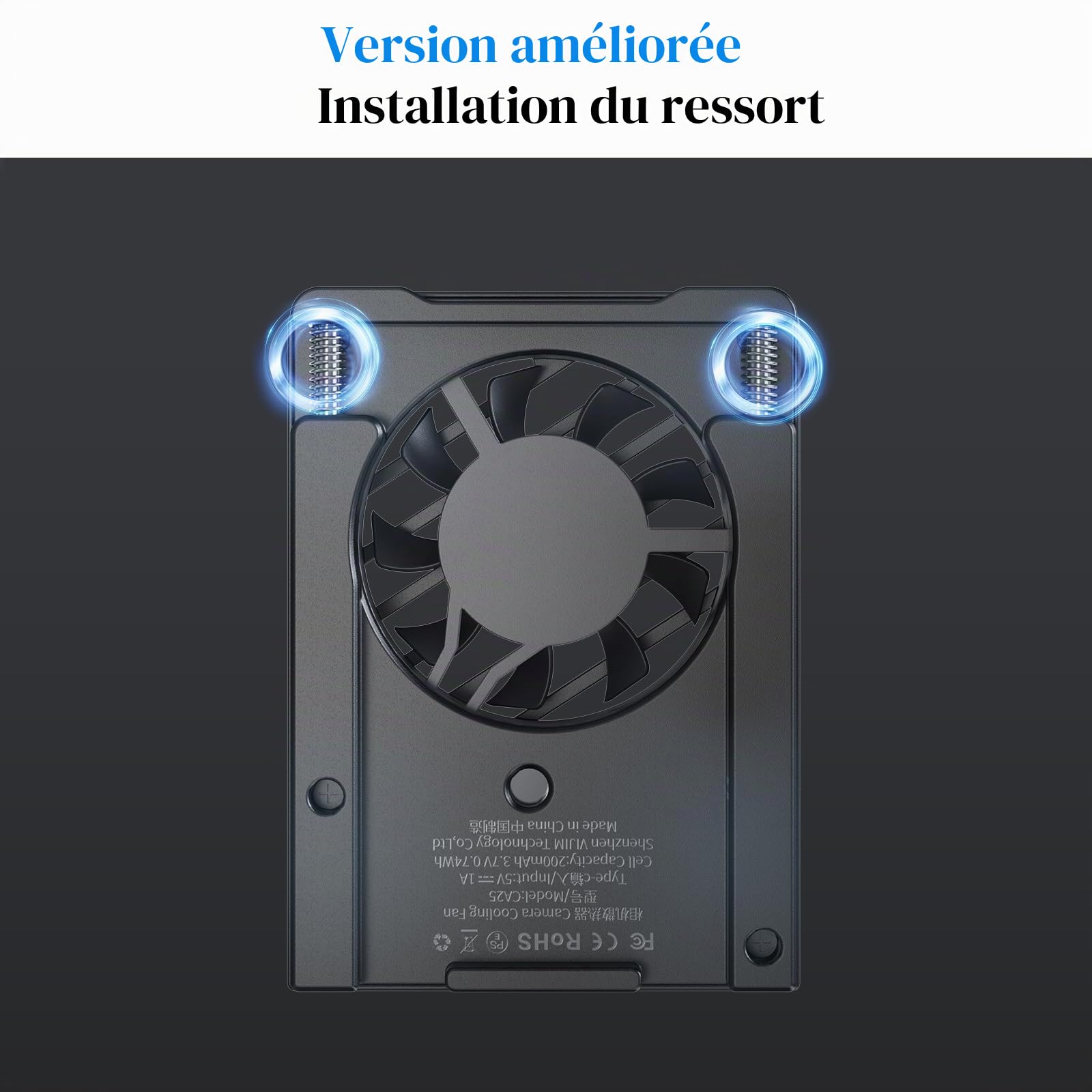 【Version mise à jour】ULANZI Ventilateur d'appareil Photo avec Fixation à ressort, Système de Refroidissement de l'appareil Photo Compatible avec les Appareils Photo Sony/Canon/FUJIFILM/Nikon