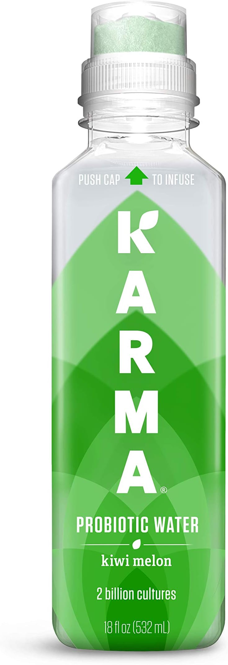 Karma Wellness Flavored Probiotic Water, Kiwi Melon, Immunity and Digestive Health Support, Low Calorie, 2 Billion Active Cultures, 18 Fl Oz (Pack of 12)