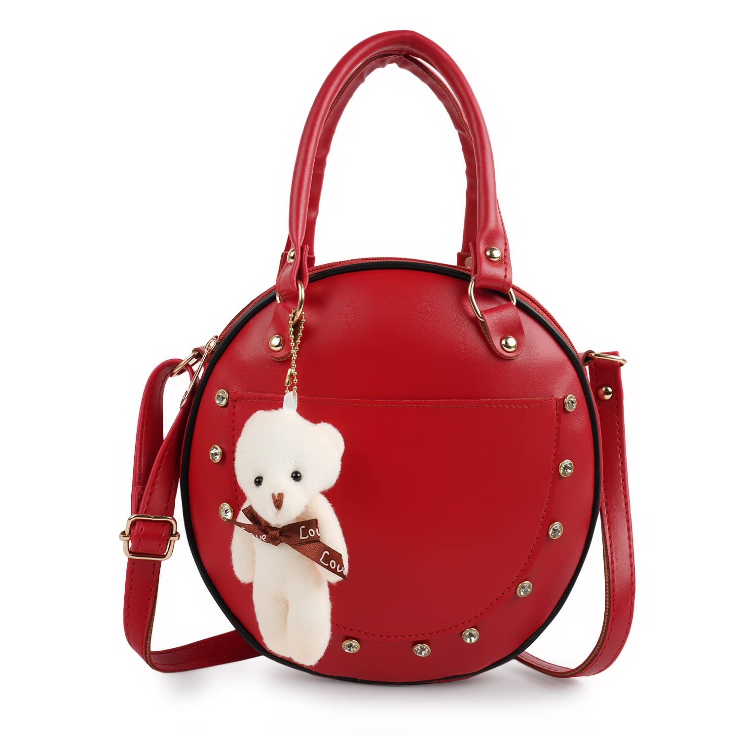 YESJUDAN WomenS Synthetic Leather Stylish Unique Design Round Shape Adjustable Strap Crossbody Shoulder Sling Bag - RED (B0BGS9JGFM) Amazon Price History, Amazon Price Tracker