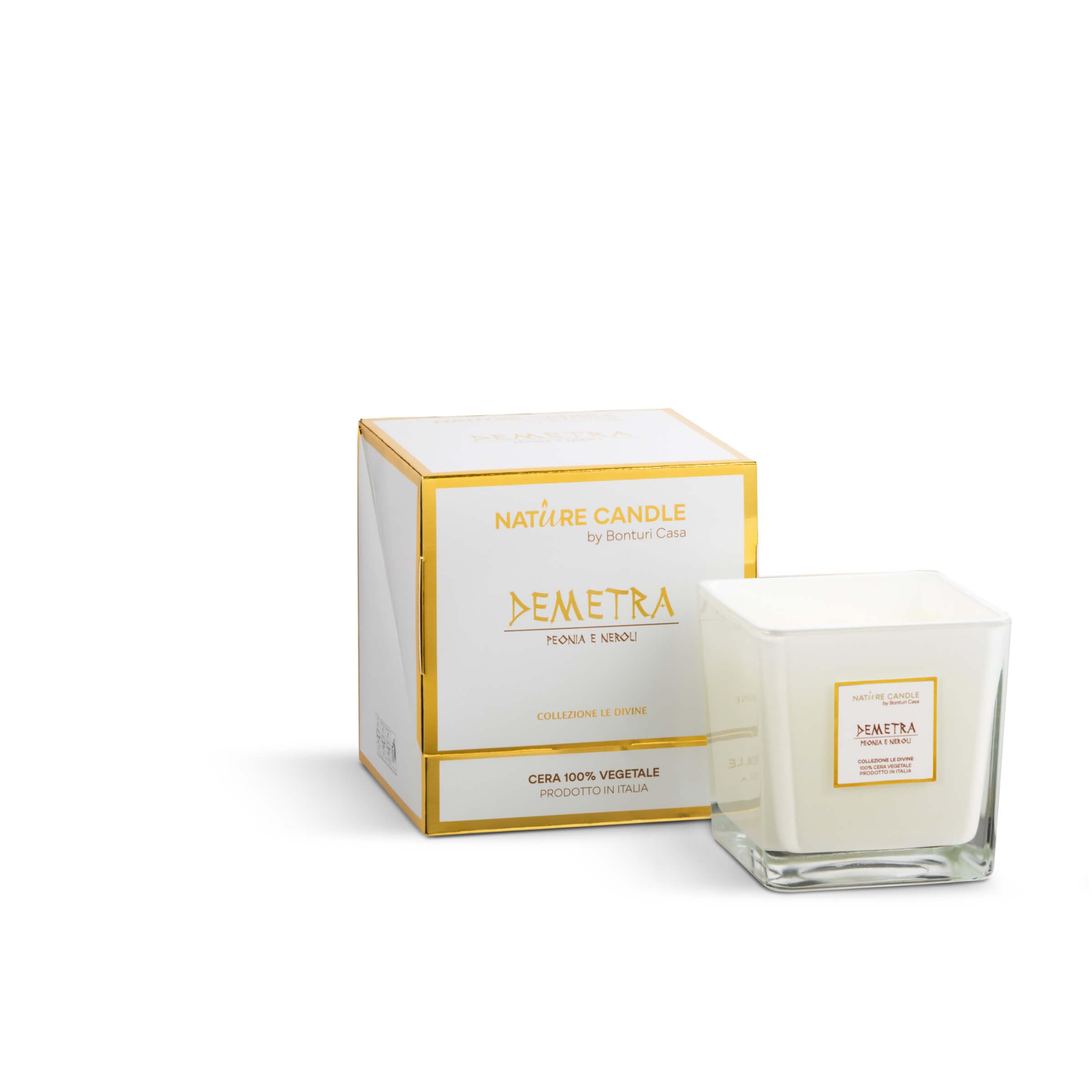 Nature Candle Linie le Divine, Duftkerze aus 100 % pflanzlichem Wachs mit natürlichem Docht (330 g, Pfingstrose und Neroli)
