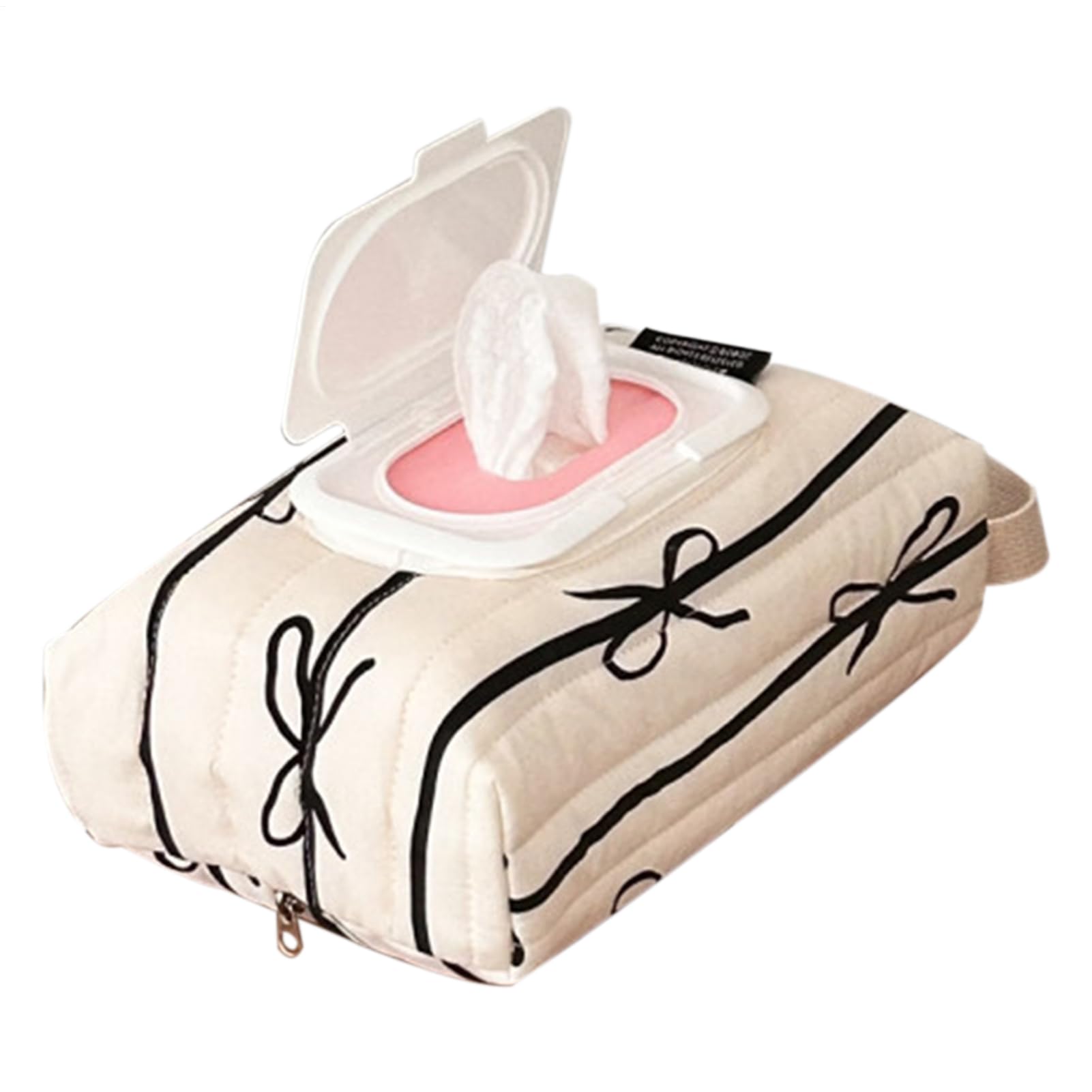 Hobngmuc Wet Wipe Holder Bag | Storage Bag Wipes Holder,Cotton Bag Baby Wipes Container, Refillable Baby Wipe Case, Bow Stripes Travel Wet Wipe Pouch