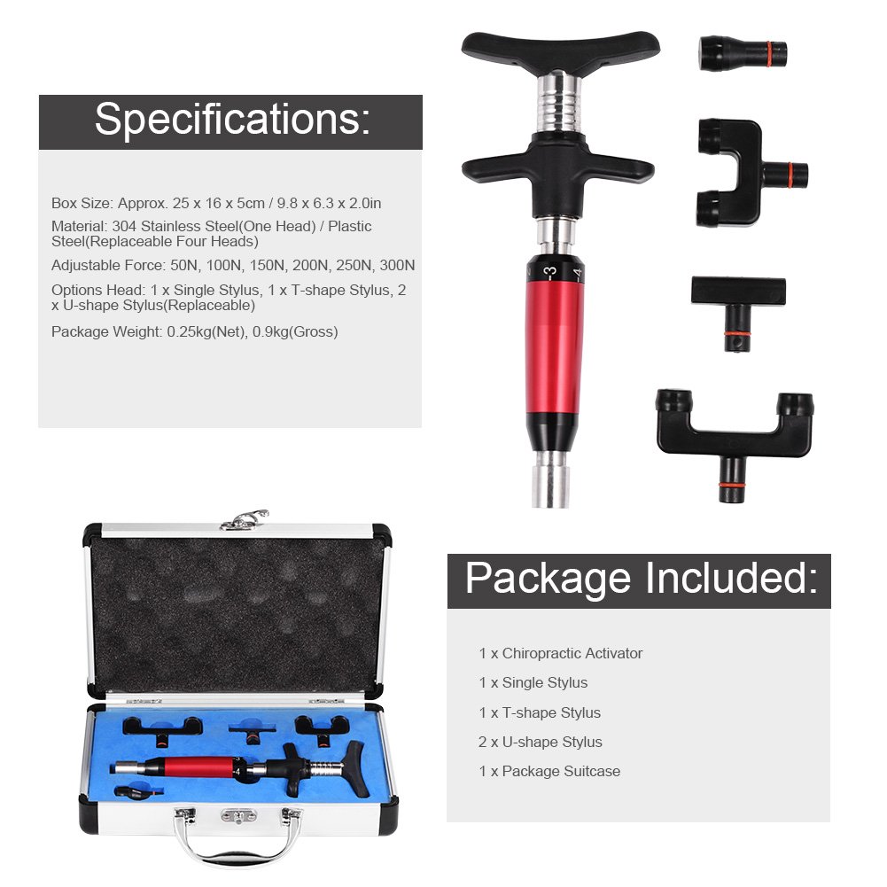 Quiropráctico Manual, Herramienta Masajeadora De Acero Inoxidable, Masajeador De Ajuste Espinal Con Cuatro Cabezales De Masaje Repetibles(quad de mano)