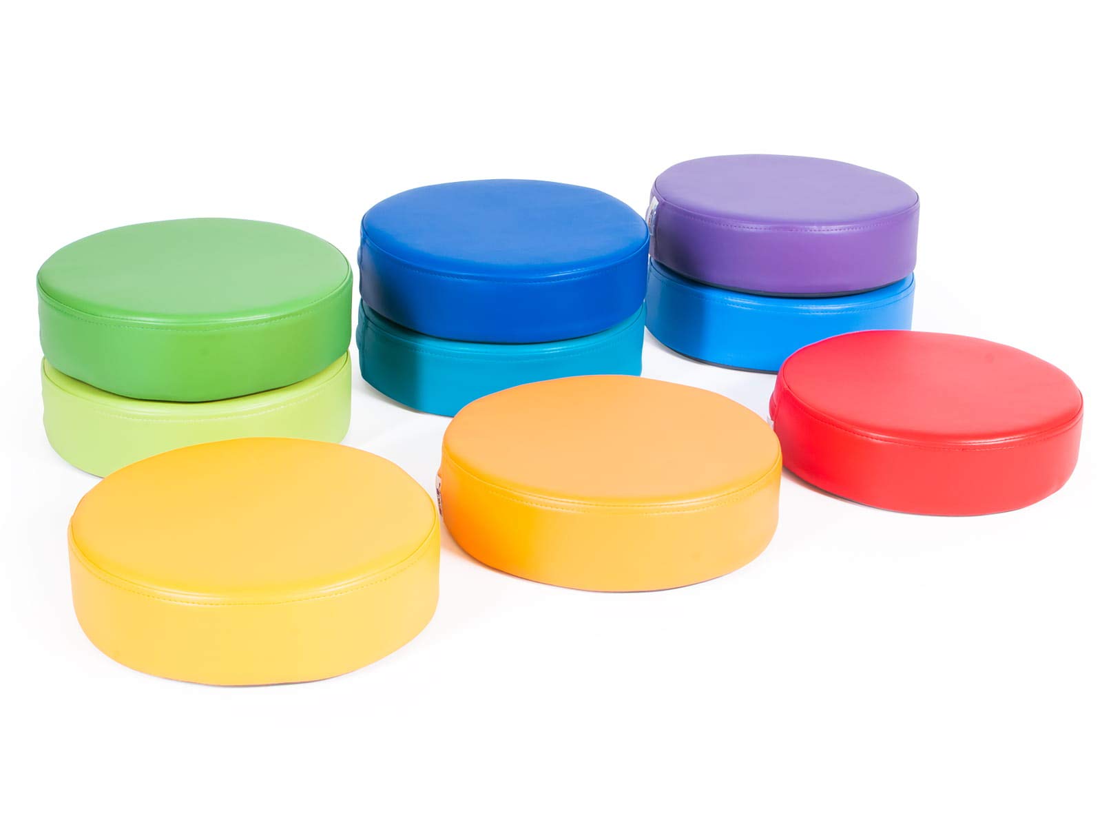 Pouf rond - vert, où les enfants peuvent se détendre, douceur et confort d'utilisation, fond antidérapant