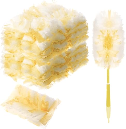 Miniatura 54 de Vesici 100 piezas de repuesto de plumero compatibles con Swiffer Dusters desechables a granel, repuesto grueso con 1 mango resistente para limpieza