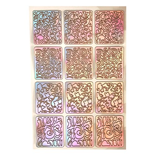 3 Sheets New Nail Hollow Grid Stencil Reusable Manicure Stickers Nail