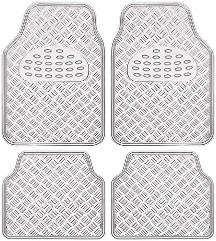 BDK Universal Fit 4-Piece Metallic Design Car Floor Mat - (Silver) (MT-641-SL)
