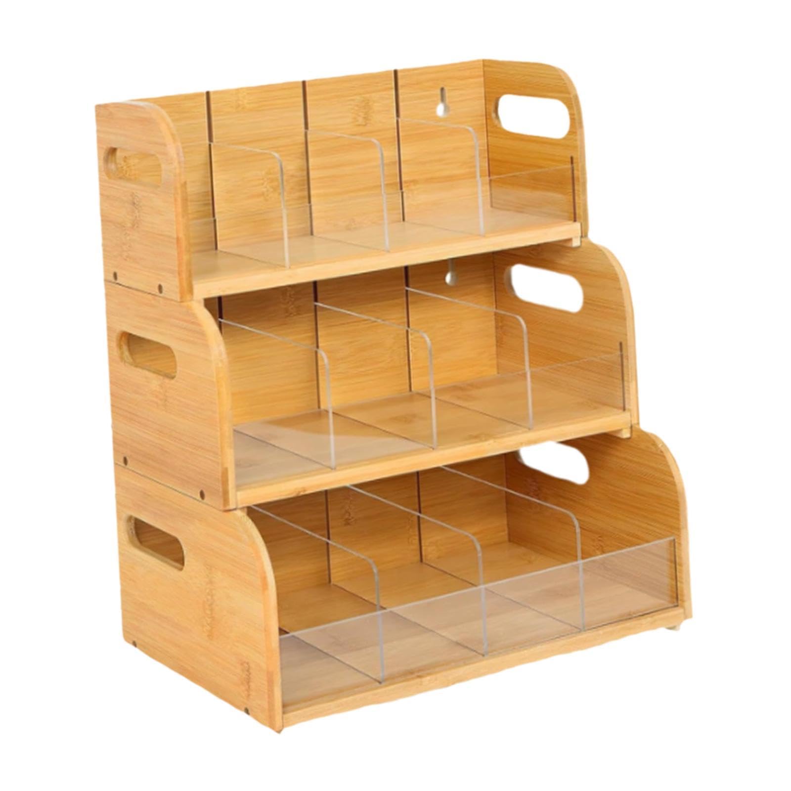 MERISHOPP Bamboo Tea Bag Organizer Practical Storage Holder for Cabinet Kitchen Office 3 Layer-image-46
