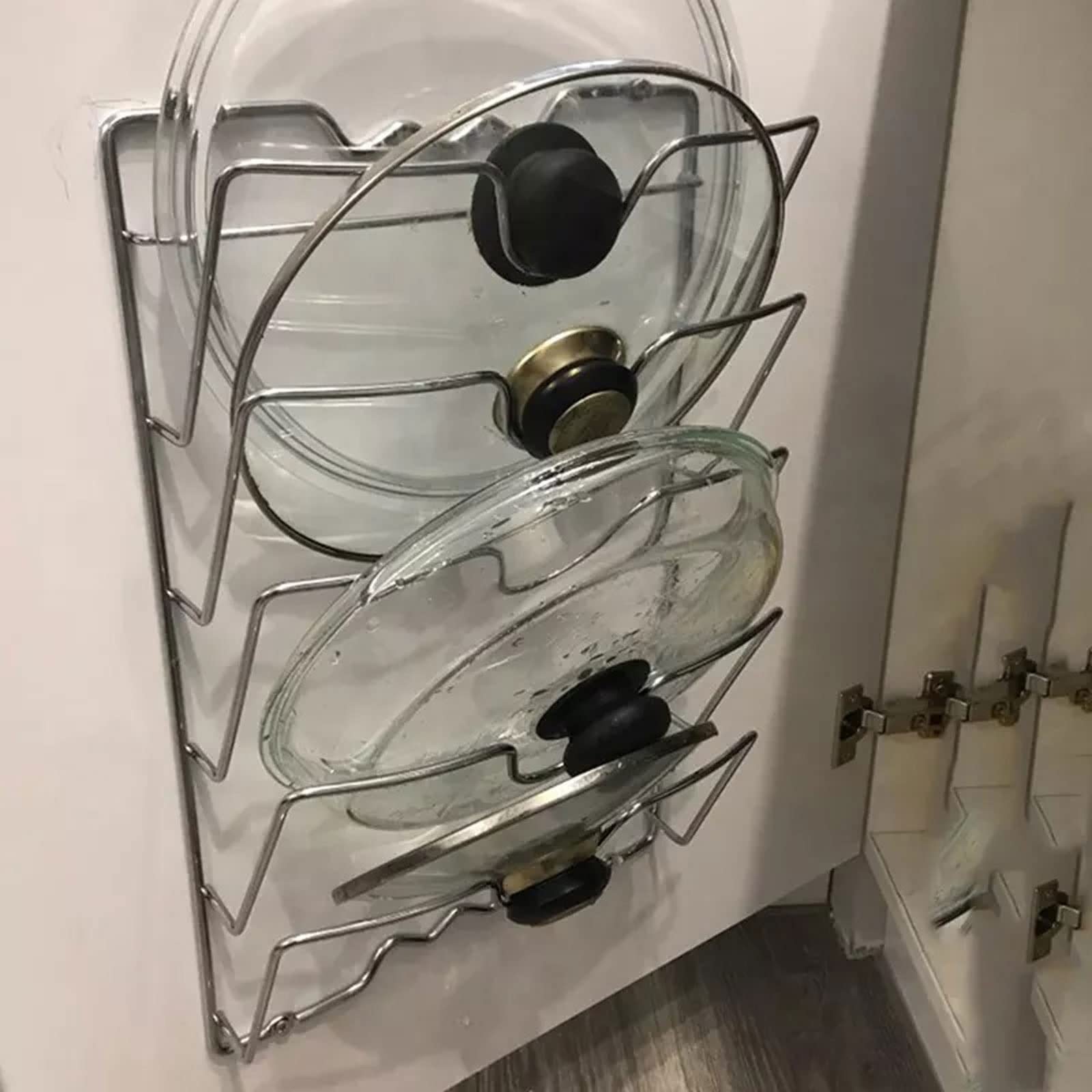 Scaffale da cucina in metallo con supporto per coperchio e porta cucchiaio, 5 ripiani, per utensili da cucina e utensili