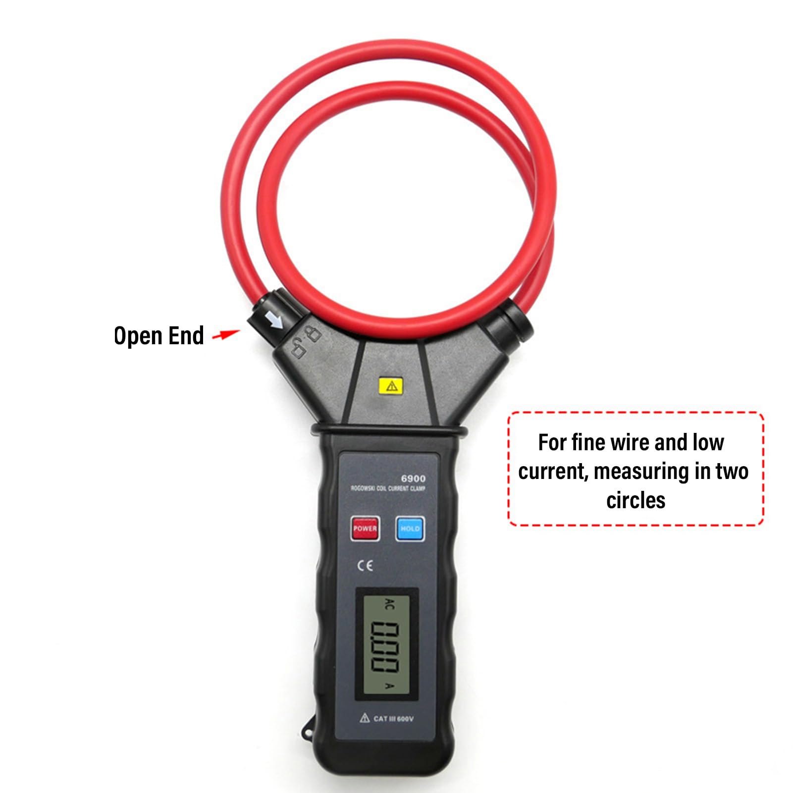 Zerodis Multímetro de Pinza Amperimétrica, Pinza Amperimétrica de Corriente CA con Pantalla LCD Retroiluminada para Prueba de Cable Vivo Actual Detección NCV, 0-5000A 6000V Digital