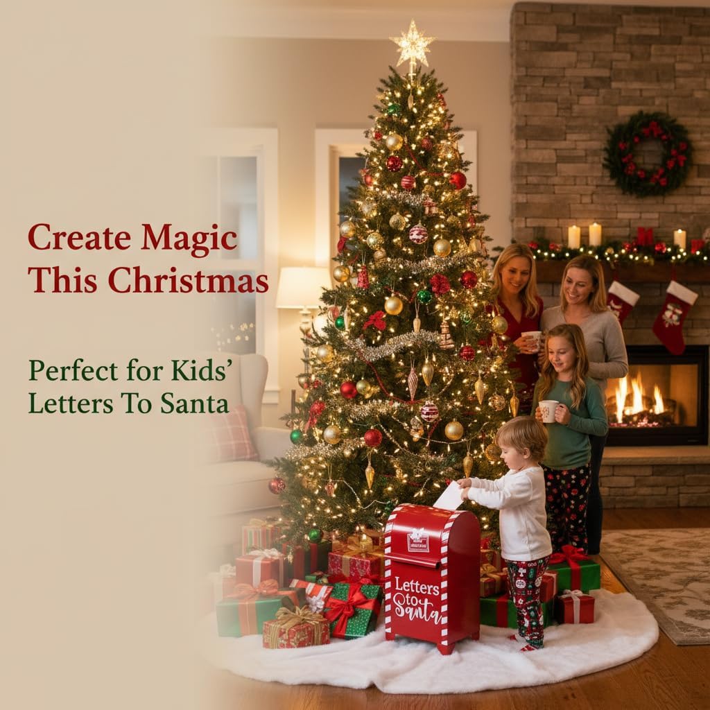 Christmas Santa Mailbox, 11.5 * 6.5 * 5 Inches.Merry Christmas,Letters to Santa,Metal Letter Box,Christmas Decorative Box for Home Room Indoor Xmas Decor