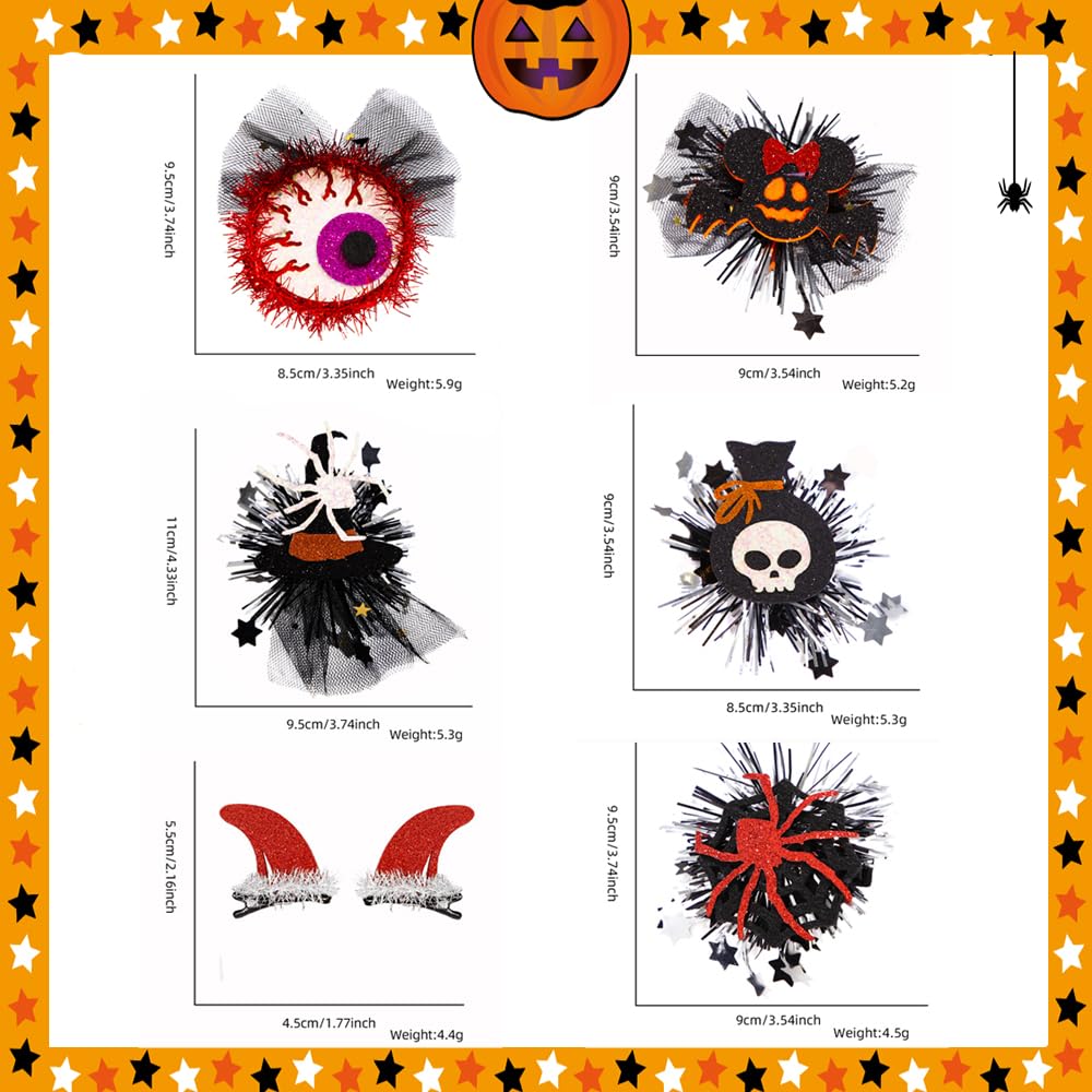 Amazon | ハロウィン ヘアクリップ 6点セット 髑髏 魔女帽子 蜘蛛 悪魔