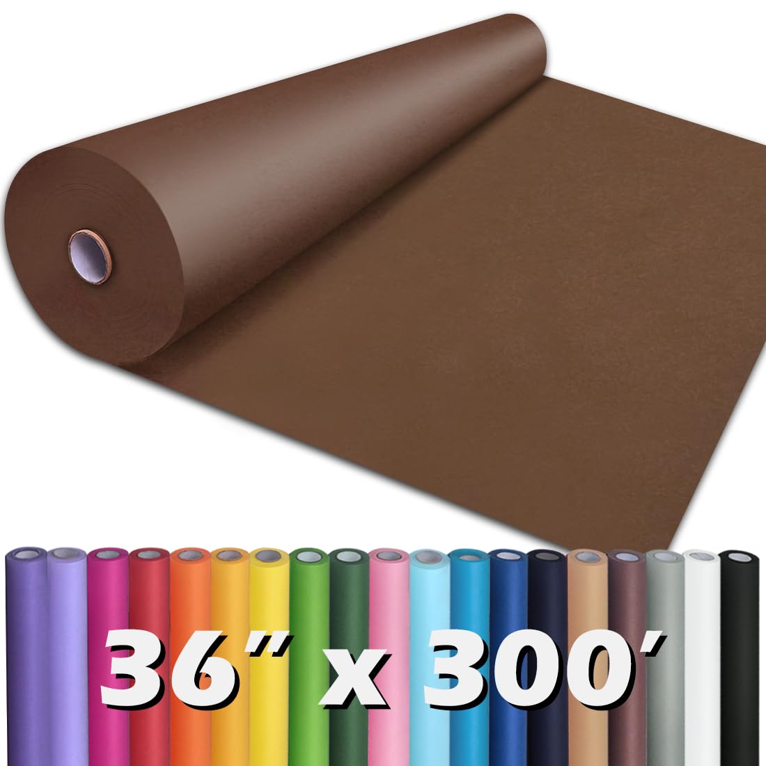 PerkHomy Coffee Kraft Paper Roll 36" x 3,600" (300') for Gift Wrapping Bouquet Flower Art Painting Craft Writing Packaging Shipping 80GSM 55LB (Coffee, 36" x 300')