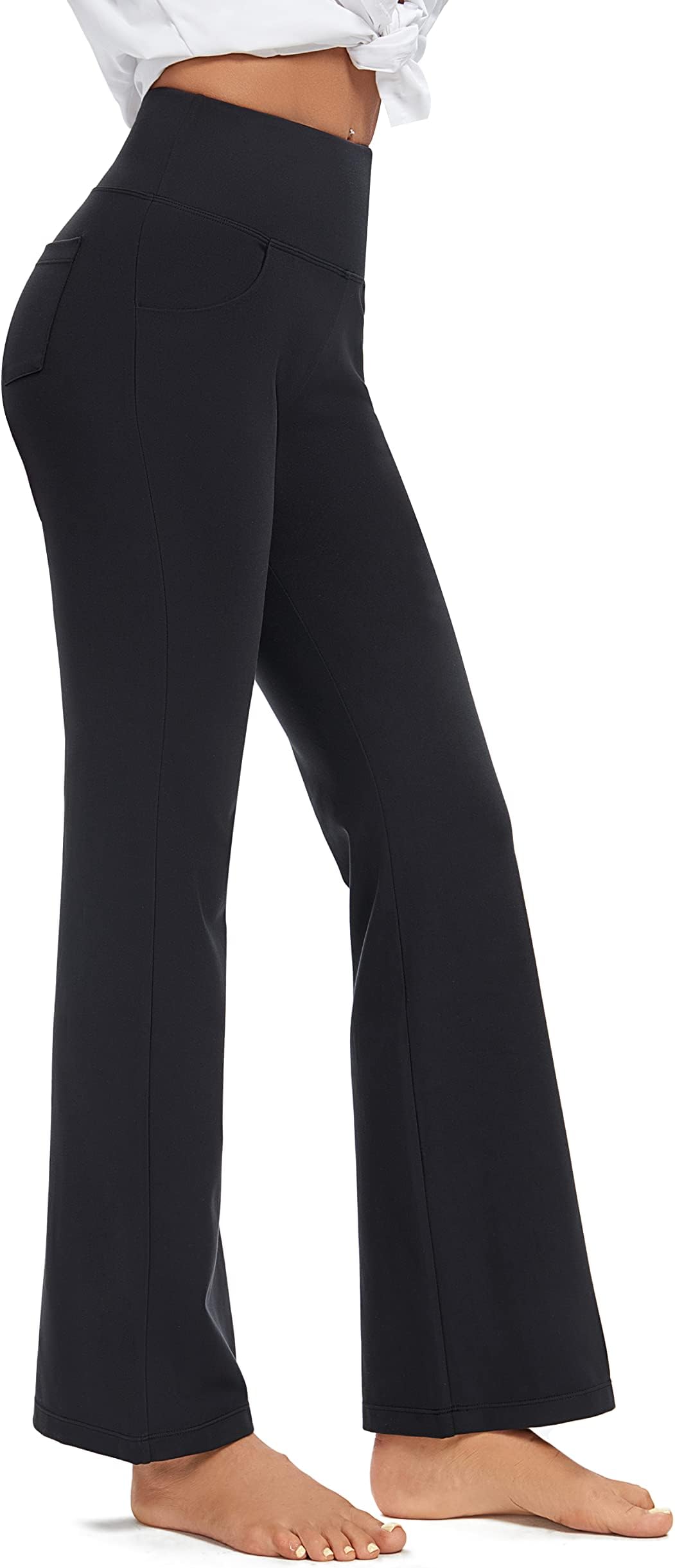 Houmous Women's Bootcut Dress Yoga Pants with Pockets High Waist Stretch Casual Pull On Work Pants for Office Business