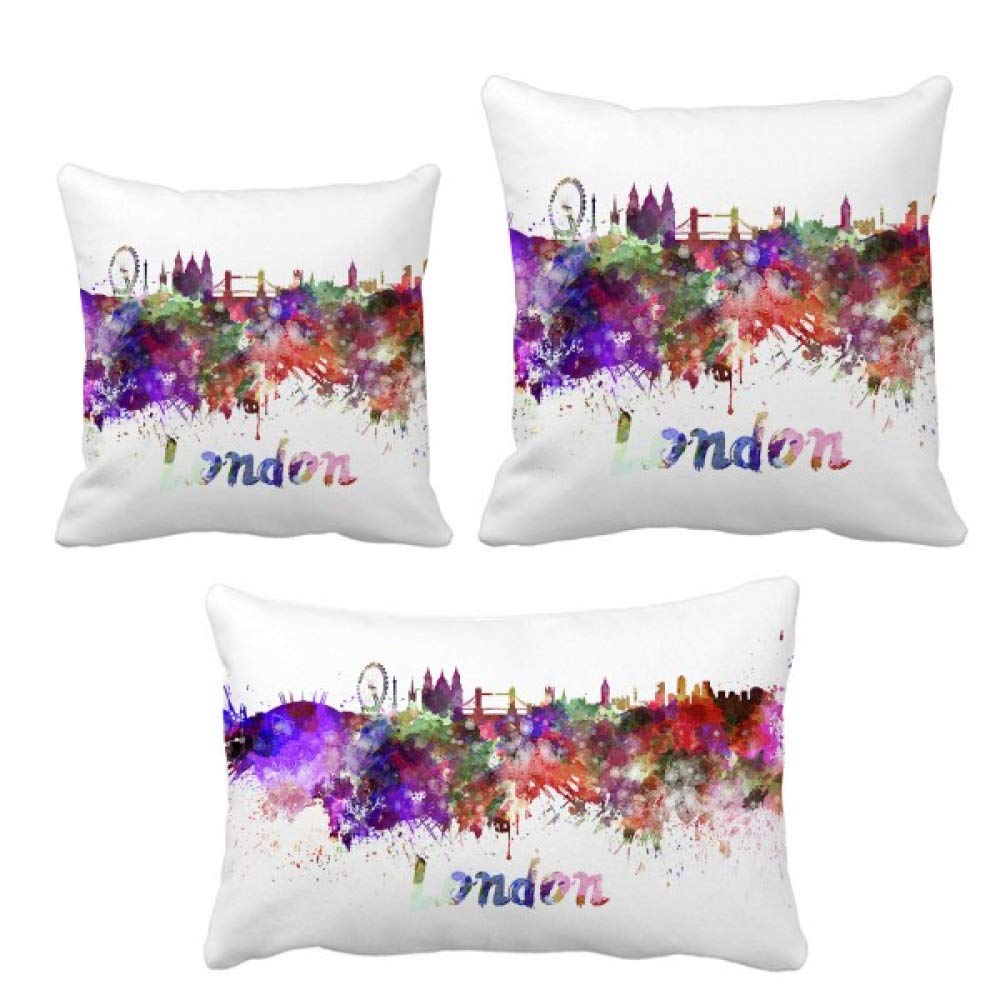 Housse de coussin aquarelle motif London Britain City pour salon et canapé
