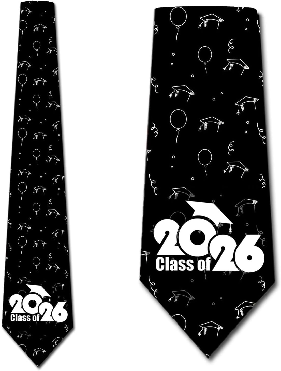 Three Rooker Graduation Ties Mens Class of 2026 Necktie Celebration Tie Black