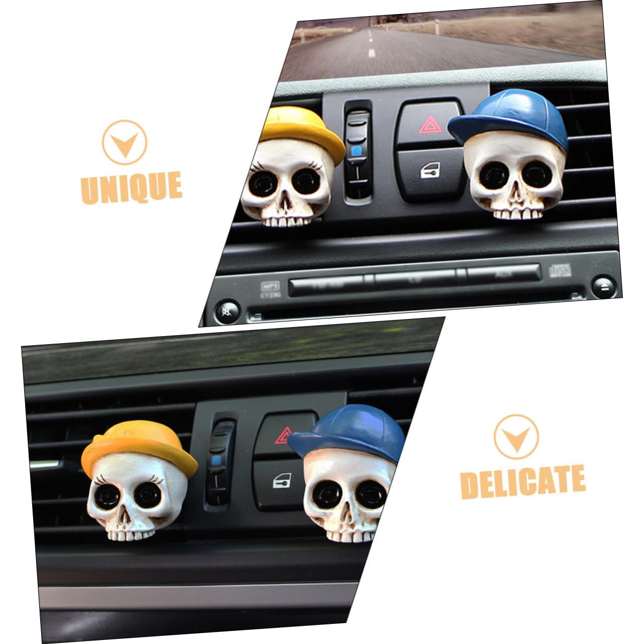 Mobestech 8pezzi Decorazioni Per Auto Forma Di Teschio Clip Per Bocchette Aria Halloween Accessori Per Interni Auto Atmosfera Spettrale Per Feste e Viaggi