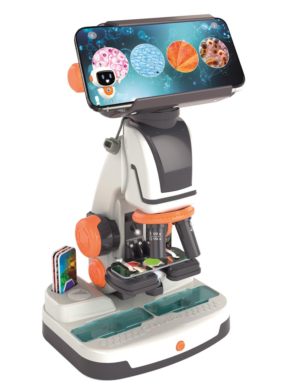 Clementoni Digitales Mikroskop mit WiFi - 2-in-1 Optisches und digitales Mikroskop mit Kamera, App und interaktiven Objektträgern für Kinder ab 8 Jahren