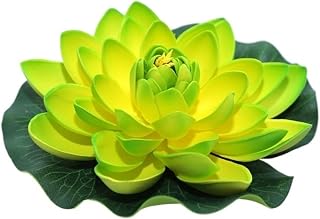 Flor de loto de espuma artificial artificial flor de lirio de loto artificial flores de agua piscina flotante estanque flores decoración de boda jardín 17 cm (color: verde)