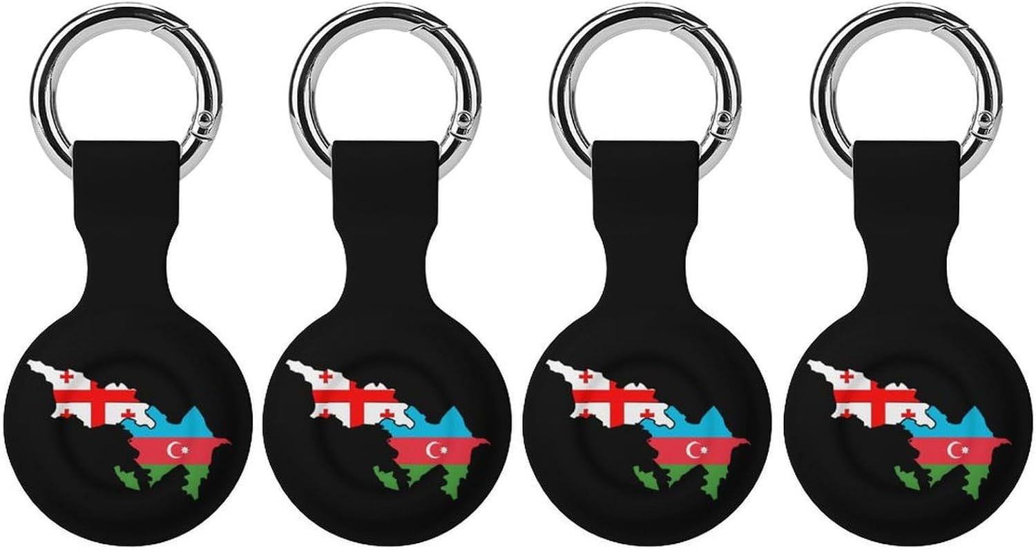 Azerbaijan and Georgia Flag Map Funny Cover Compatible with AirTag Case Protector GPS Tracker Holder with Keychain