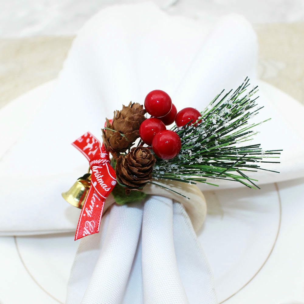 Réutilisable Lot de 100 Ronds De Serviette en Bois en Forme De Cloche Et De Pomme De Pin Couleur Bois Naturel pour Hôtels Mariages Festivals Et Célébrations